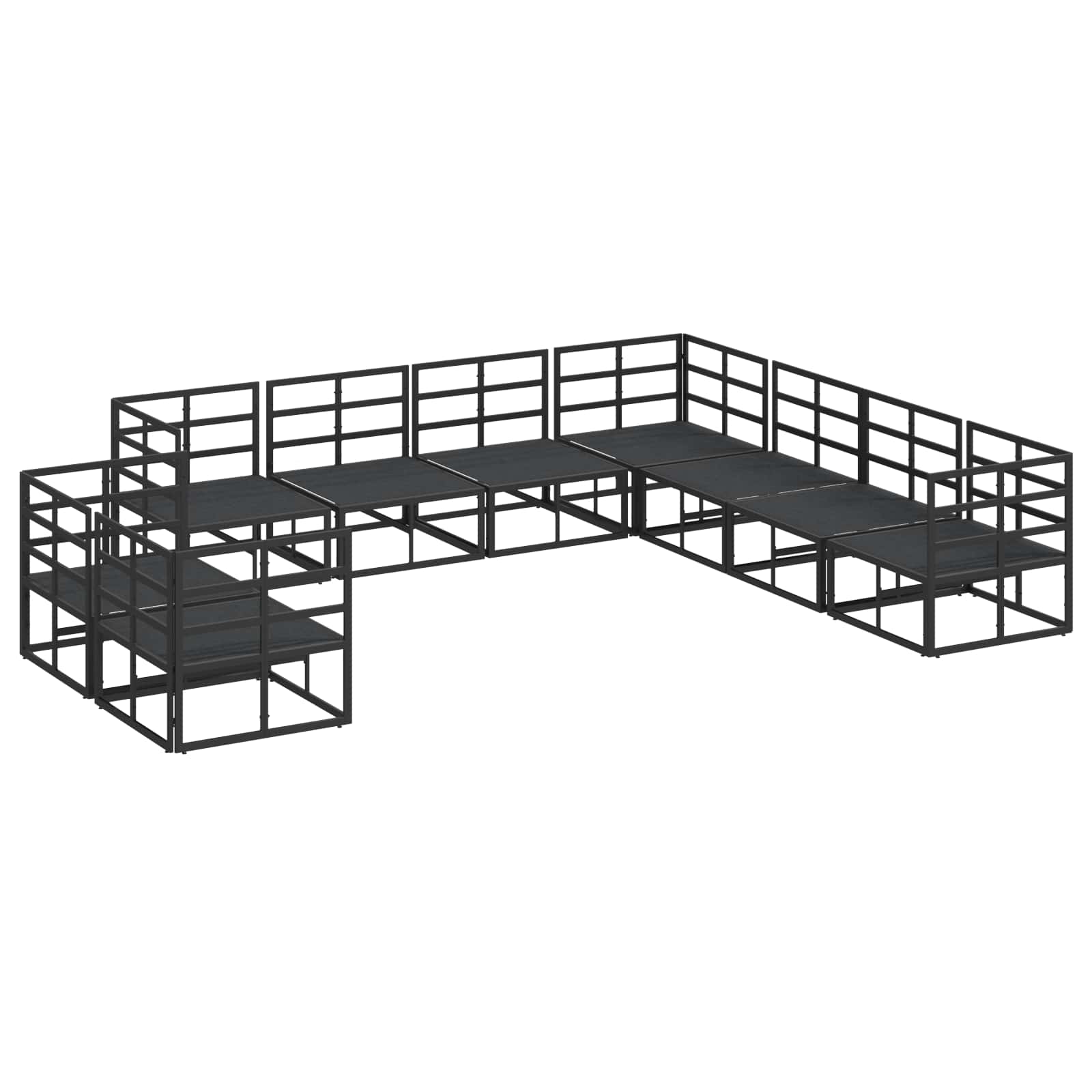 vidaXL Gartensofa-set mit Kissen 9 pcs Schwarz Aluminium