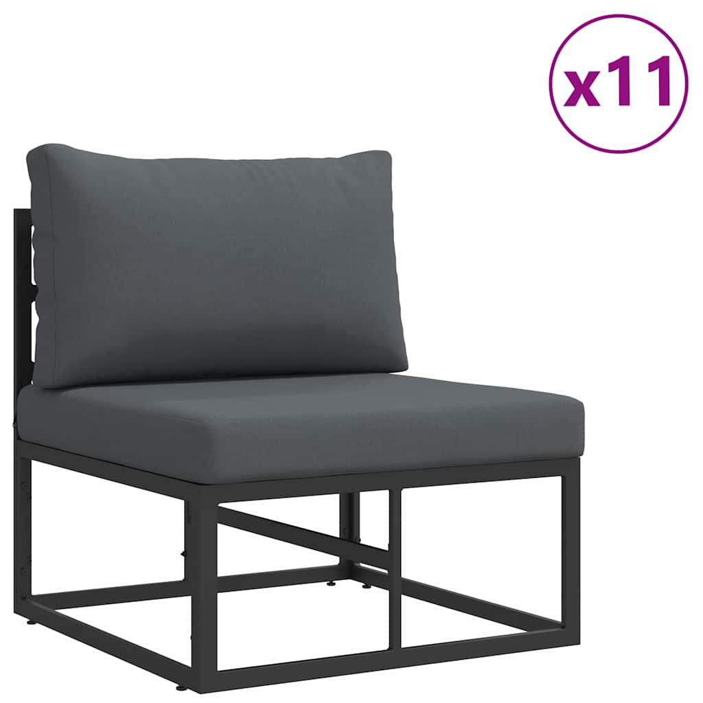 vidaXL Gartensofa-set mit Kissen 13 pcs Schwarz Aluminium