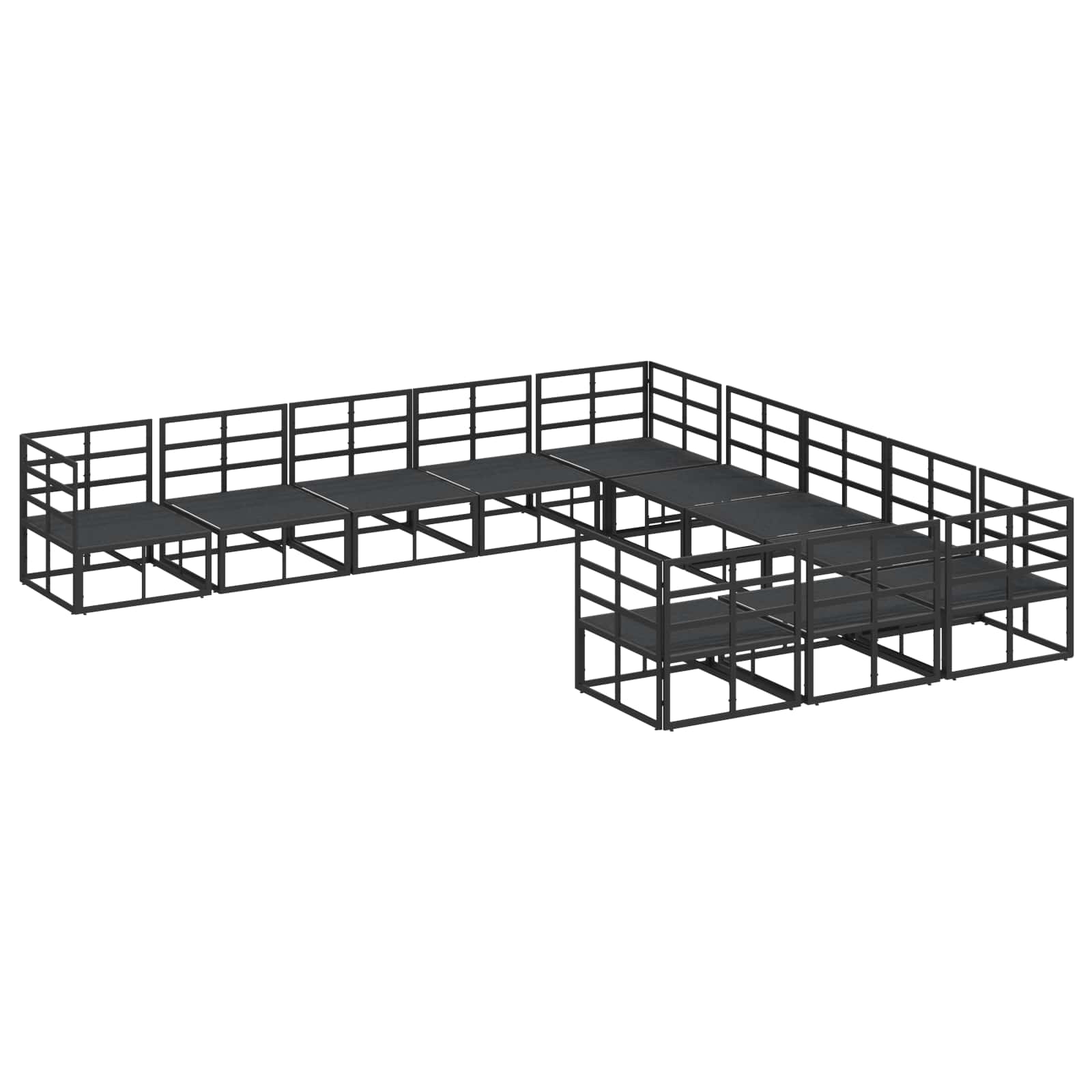 vidaXL Gartensofa-set mit Kissen 11 pcs Schwarz Aluminium