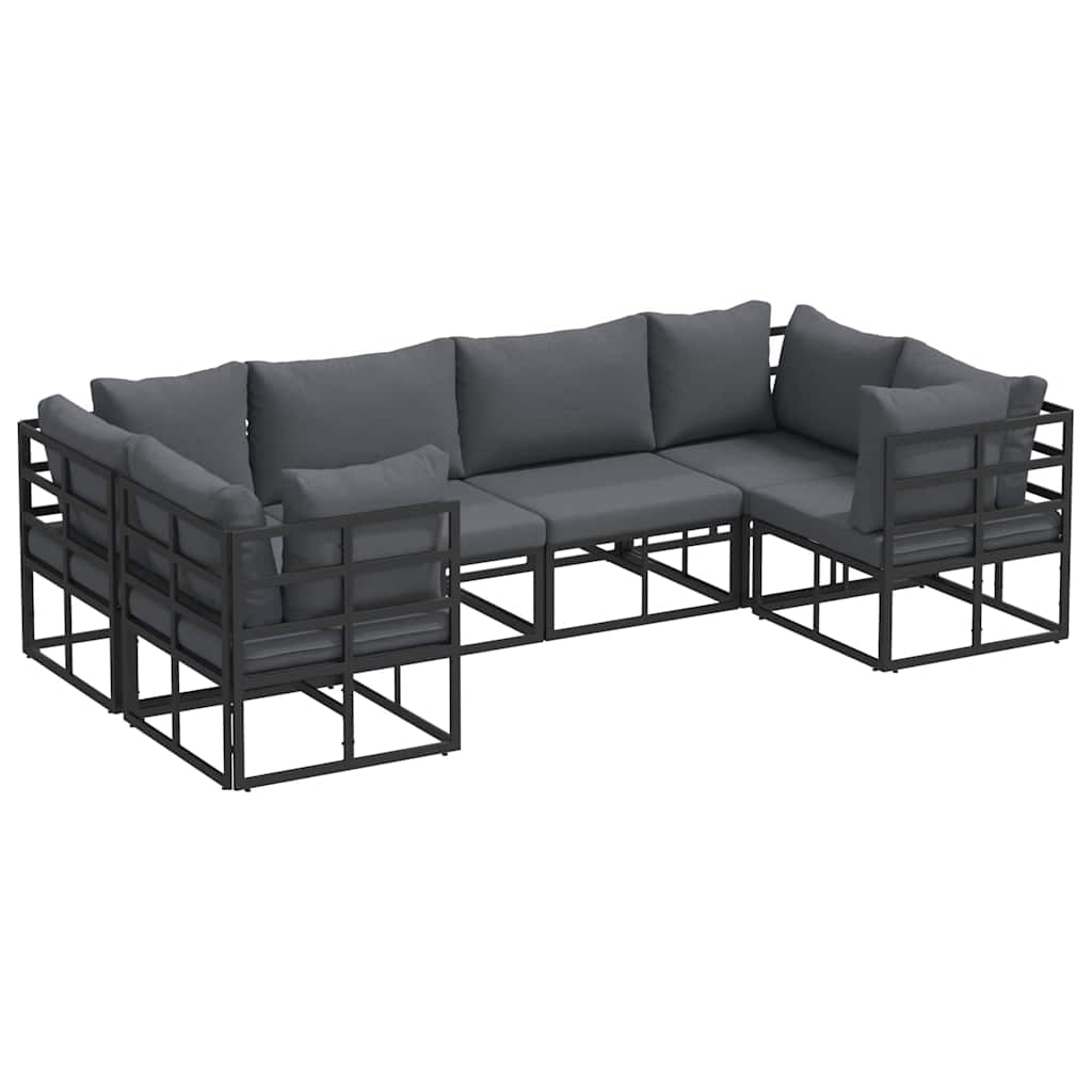vidaXL Gartensofa-set mit Kissen 6 pcs Schwarz Aluminium
