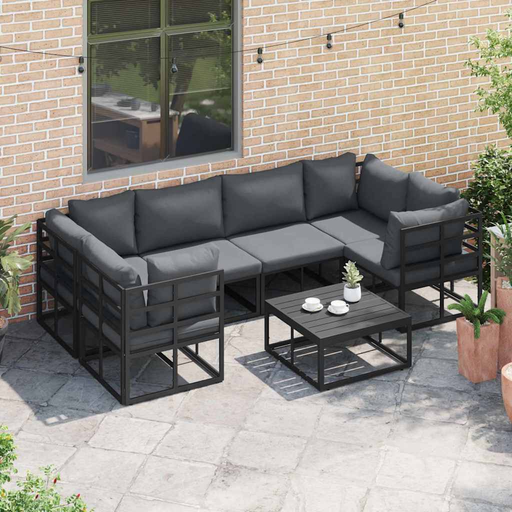 vidaXL Gartensofa-set mit Kissen 6 pcs Schwarz Aluminium