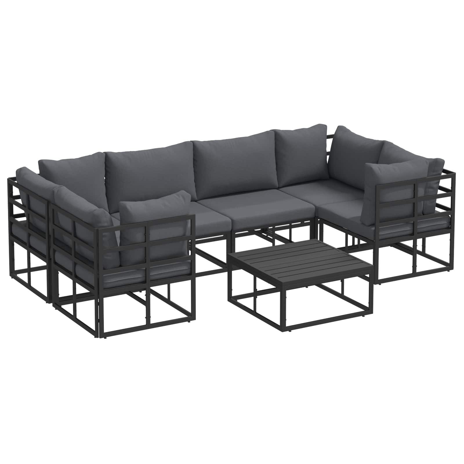 vidaXL Gartensofa-set mit Kissen 6 pcs Schwarz Aluminium