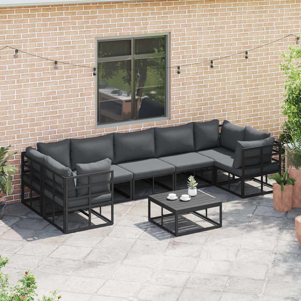vidaXL Gartensofa-set mit Kissen 7 pcs Schwarz Aluminium
