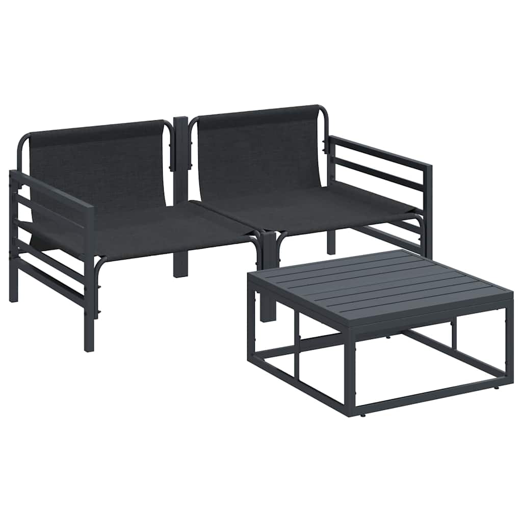 vidaXL Gartensofa-set mit Kissen 3 pcs Schwarz Stahl