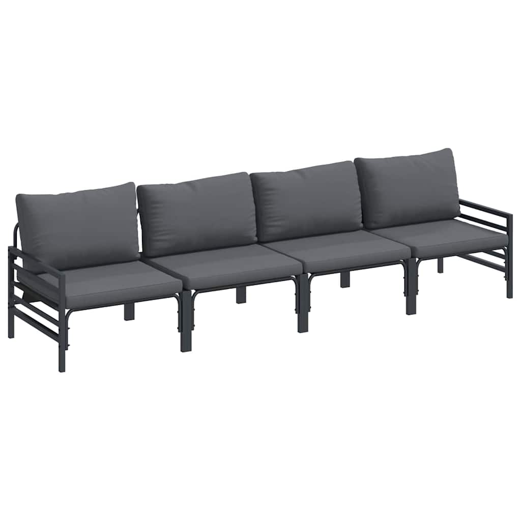 vidaXL Gartensofa-set mit Kissen 4 pcs Schwarz Stahl