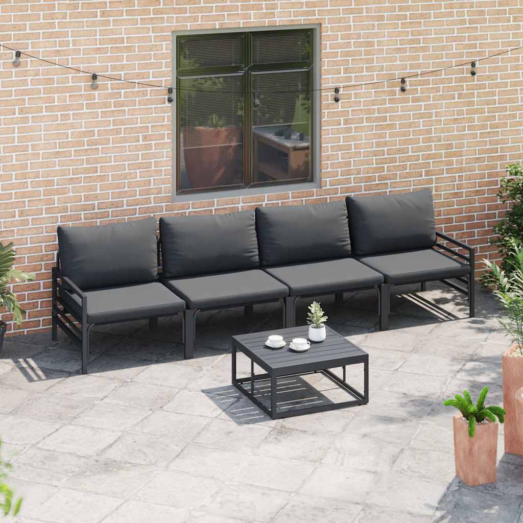 vidaXL Gartensofa-set mit Kissen 4 pcs Schwarz Stahl