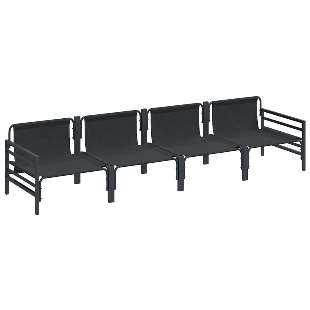 vidaXL Gartensofa-set mit Kissen 4 pcs Schwarz Stahl