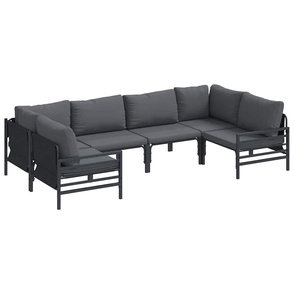 vidaXL Gartensofa-set mit Kissen 6 pcs Schwarz Stahl