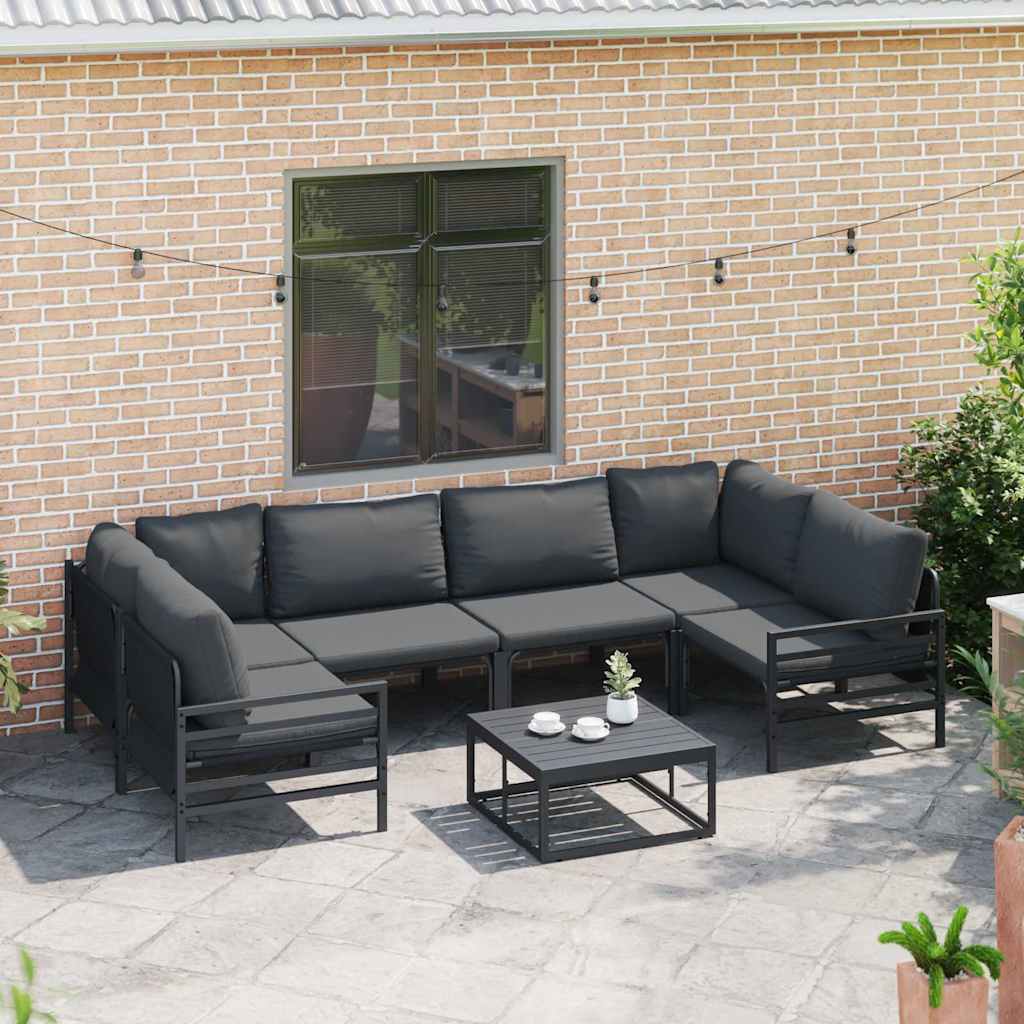 vidaXL Gartensofa-set mit Kissen 6 pcs Schwarz Stahl