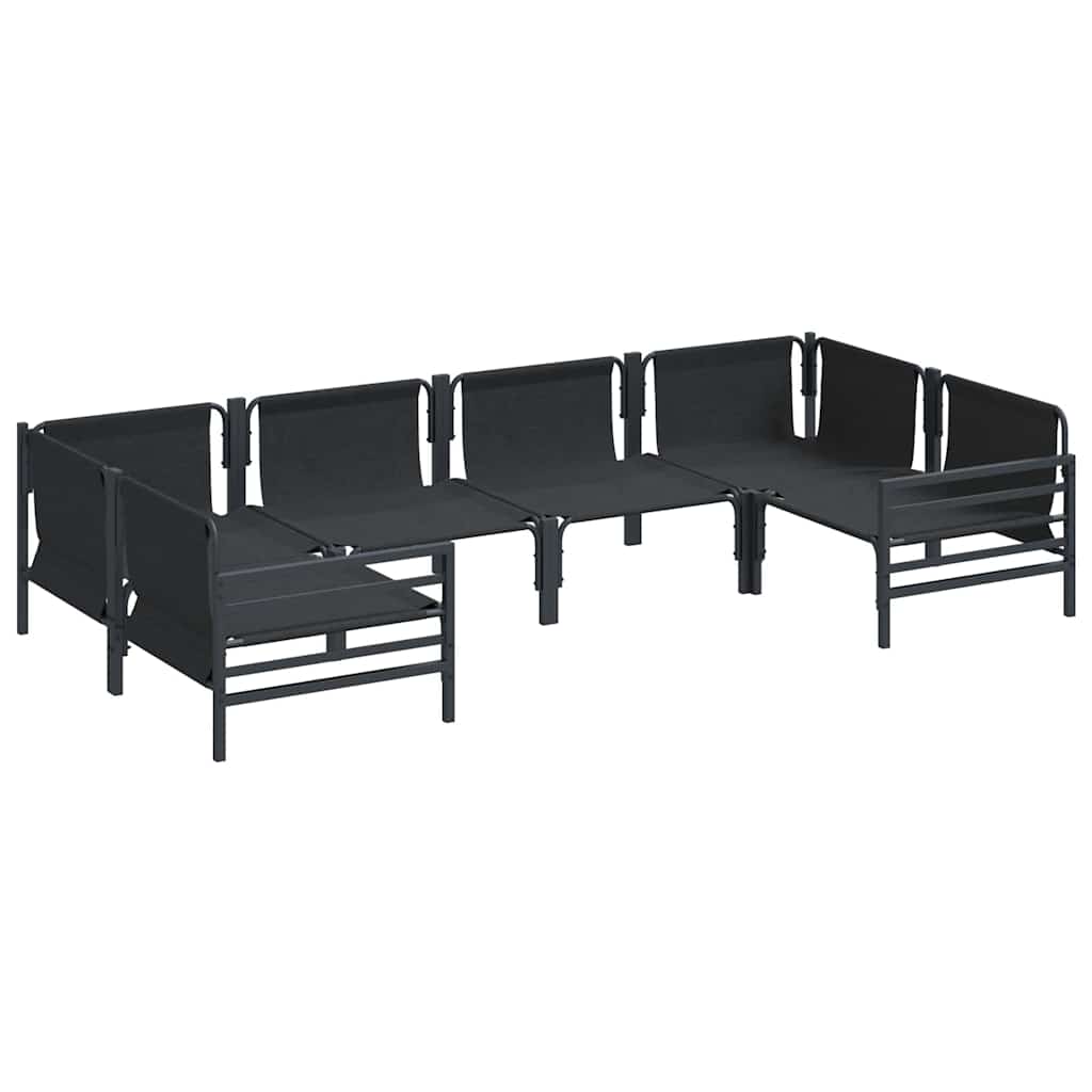 vidaXL Gartensofa-set mit Kissen 6 pcs Schwarz Stahl