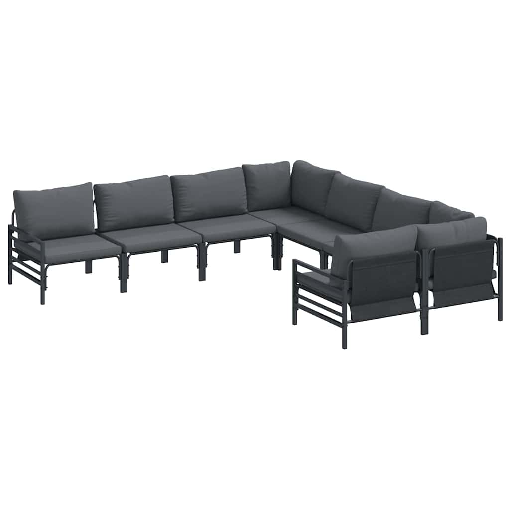 vidaXL Garten-Sofa-Set mit Kissen Anthrazit Stahl