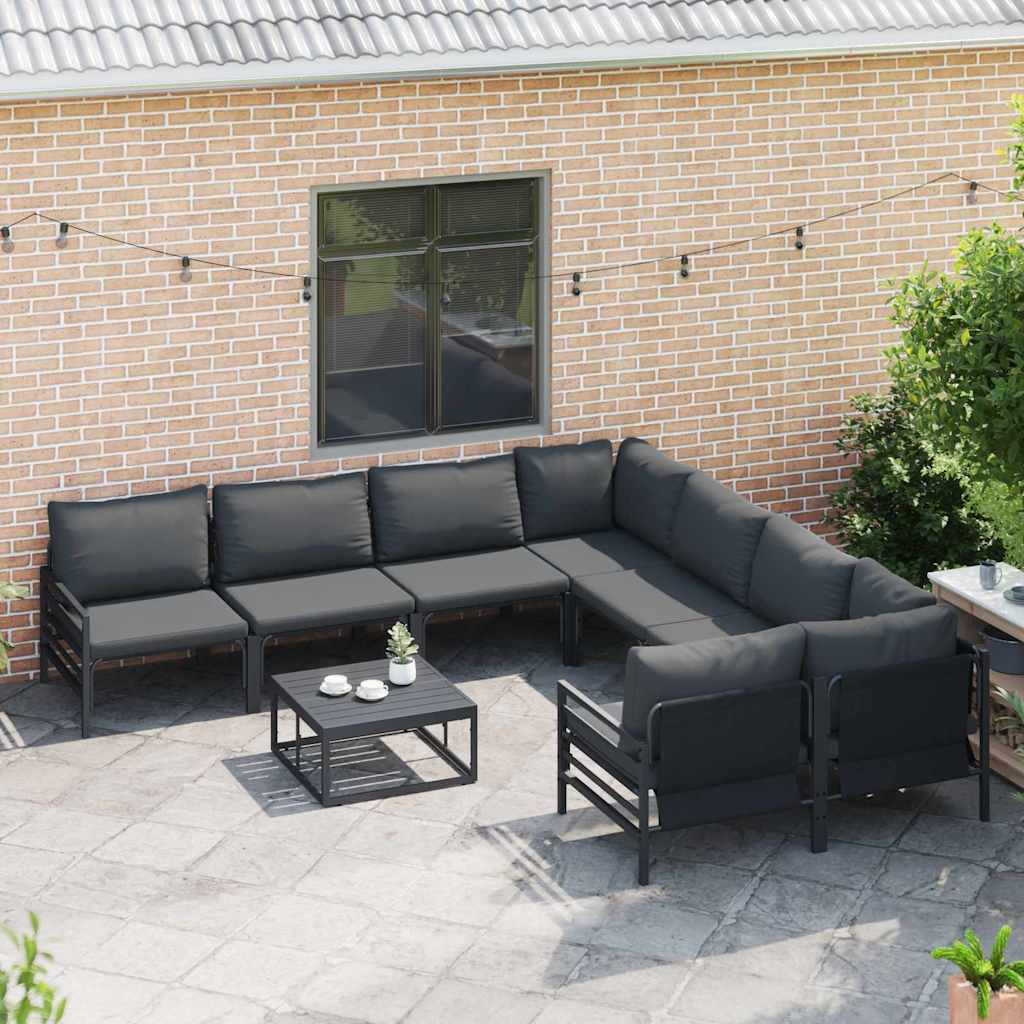 vidaXL Garten-Sofa-Set mit Kissen Anthrazit Stahl