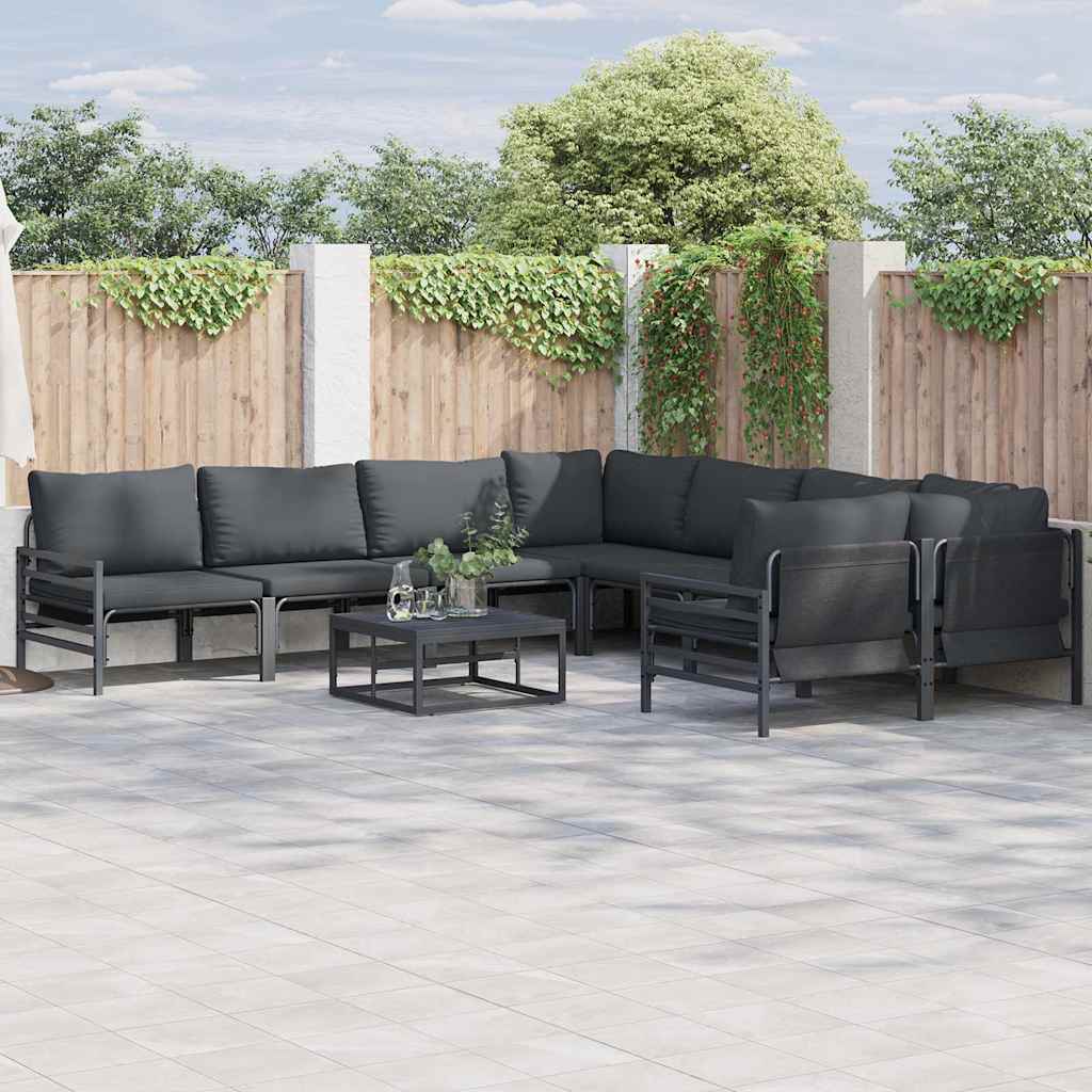 vidaXL Garten-Sofa-Set mit Kissen Anthrazit Stahl