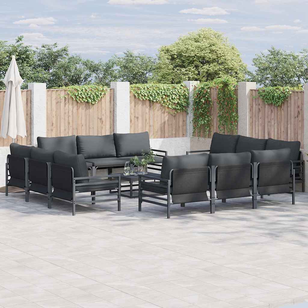 vidaXL Gartensofa-set mit Kissen 12 pcs Schwarz Stahl