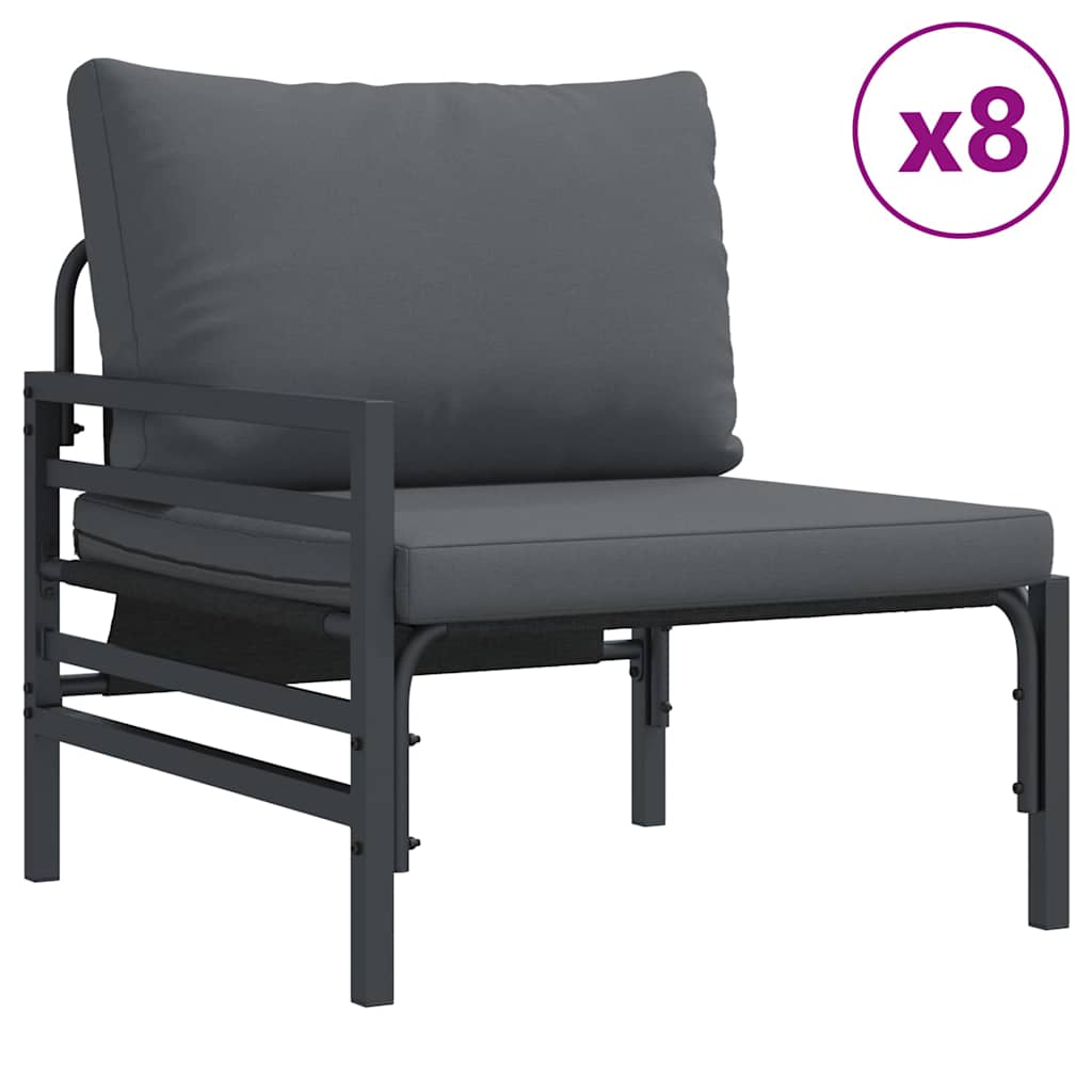 vidaXL Gartensofa-set mit Kissen 12 pcs Schwarz Stahl