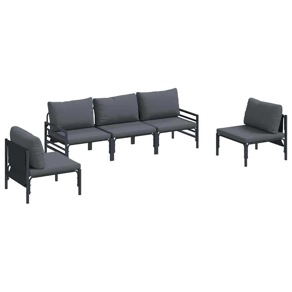 vidaXL Gartensofa-set mit Kissen 5 pcs Schwarz Stahl