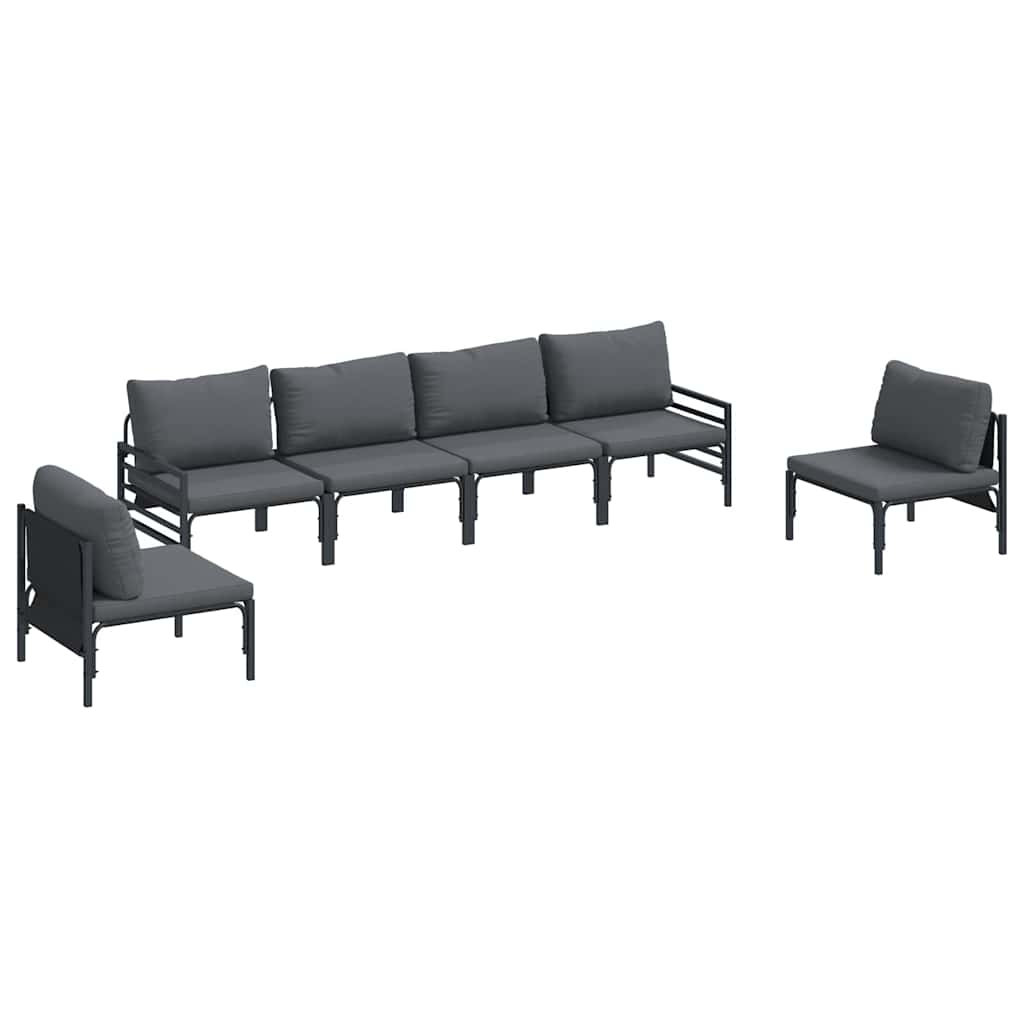 vidaXL Gartensofa-set mit Kissen 6 pcs Schwarz Stahl