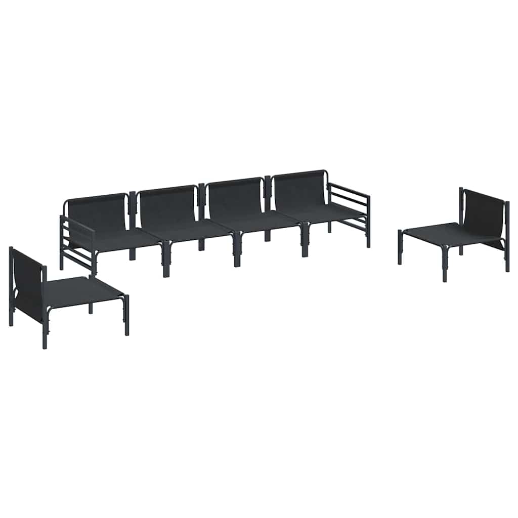 vidaXL Gartensofa-set mit Kissen 6 pcs Schwarz Stahl