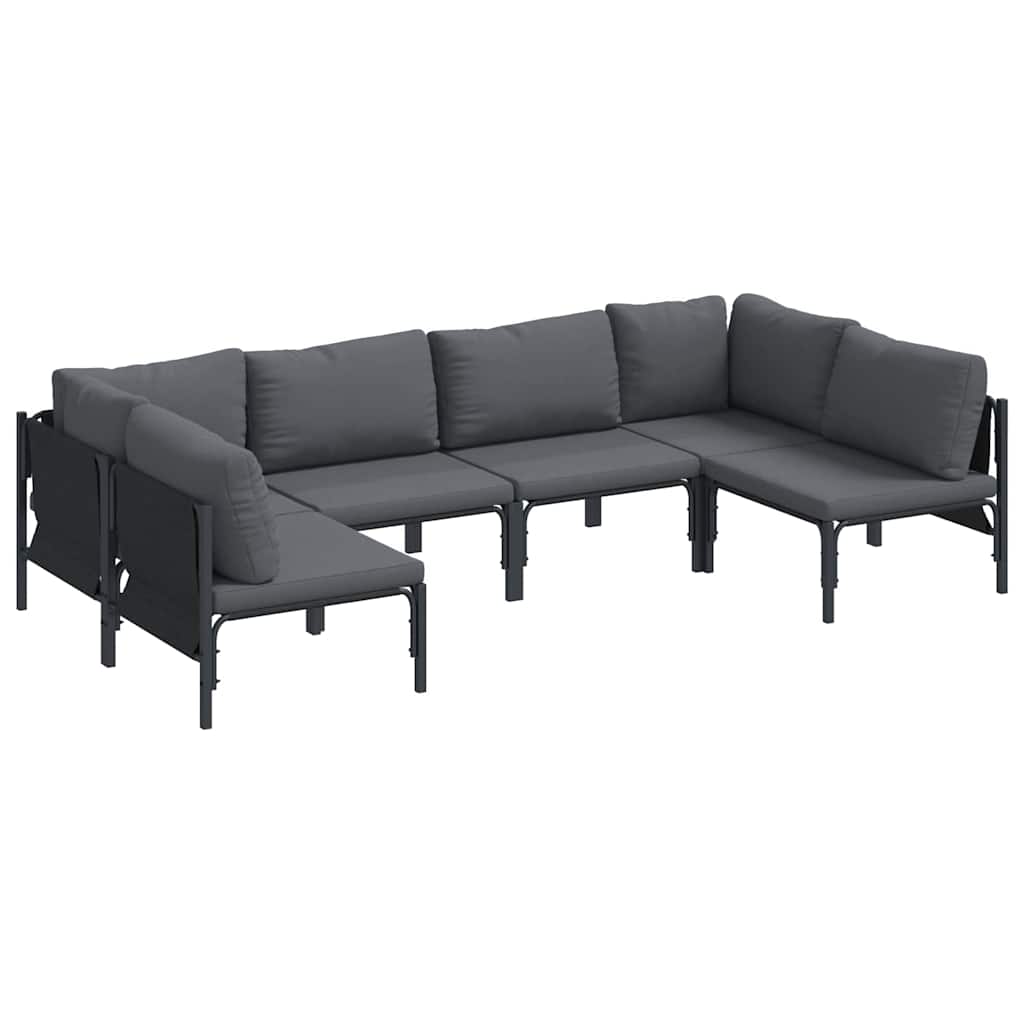 vidaXL Gartensofa-set mit Kissen 6 pcs Schwarz Stahl