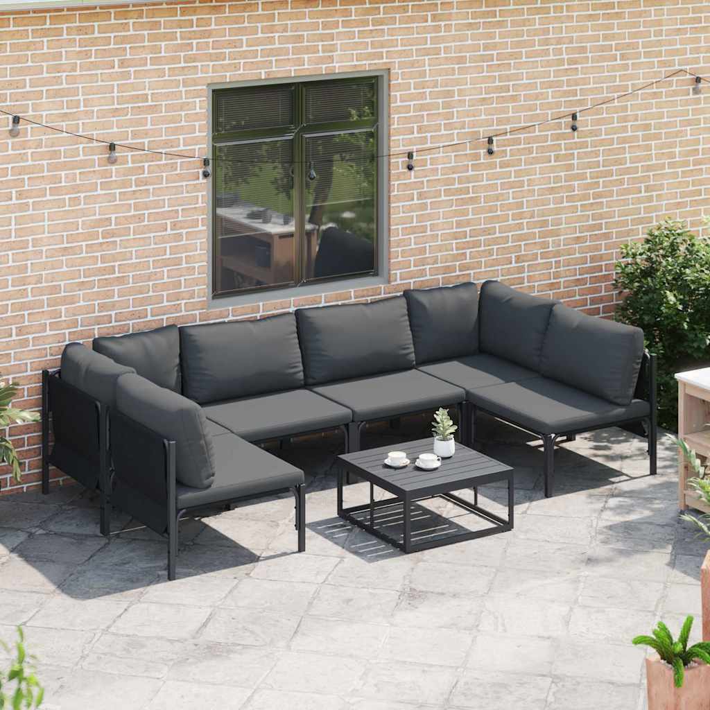 vidaXL Gartensofa-set mit Kissen 6 pcs Schwarz Stahl