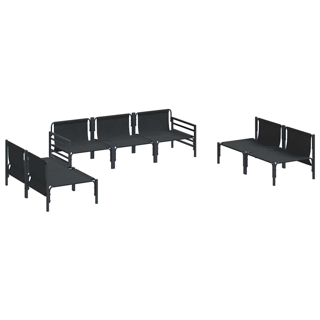 vidaXL Gartensofa-set mit Kissen 7 pcs Schwarz Stahl