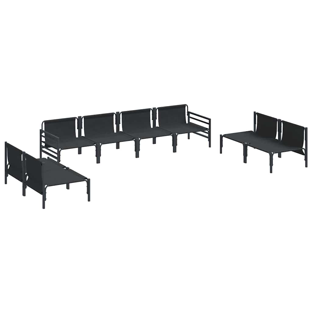 vidaXL Gartensofa-set mit Kissen 8 pcs Schwarz Stahl