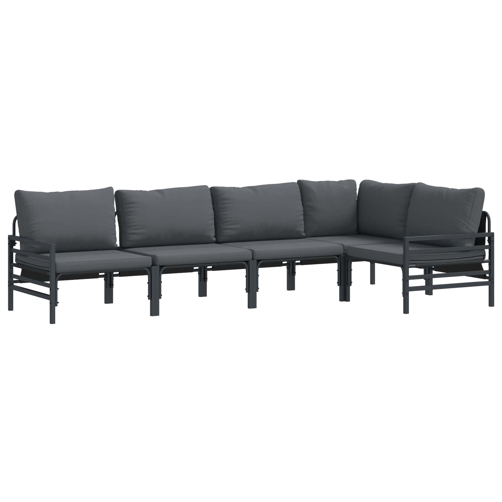 vidaXL Gartensofa-set mit Kissen 5 pcs Schwarz Stahl