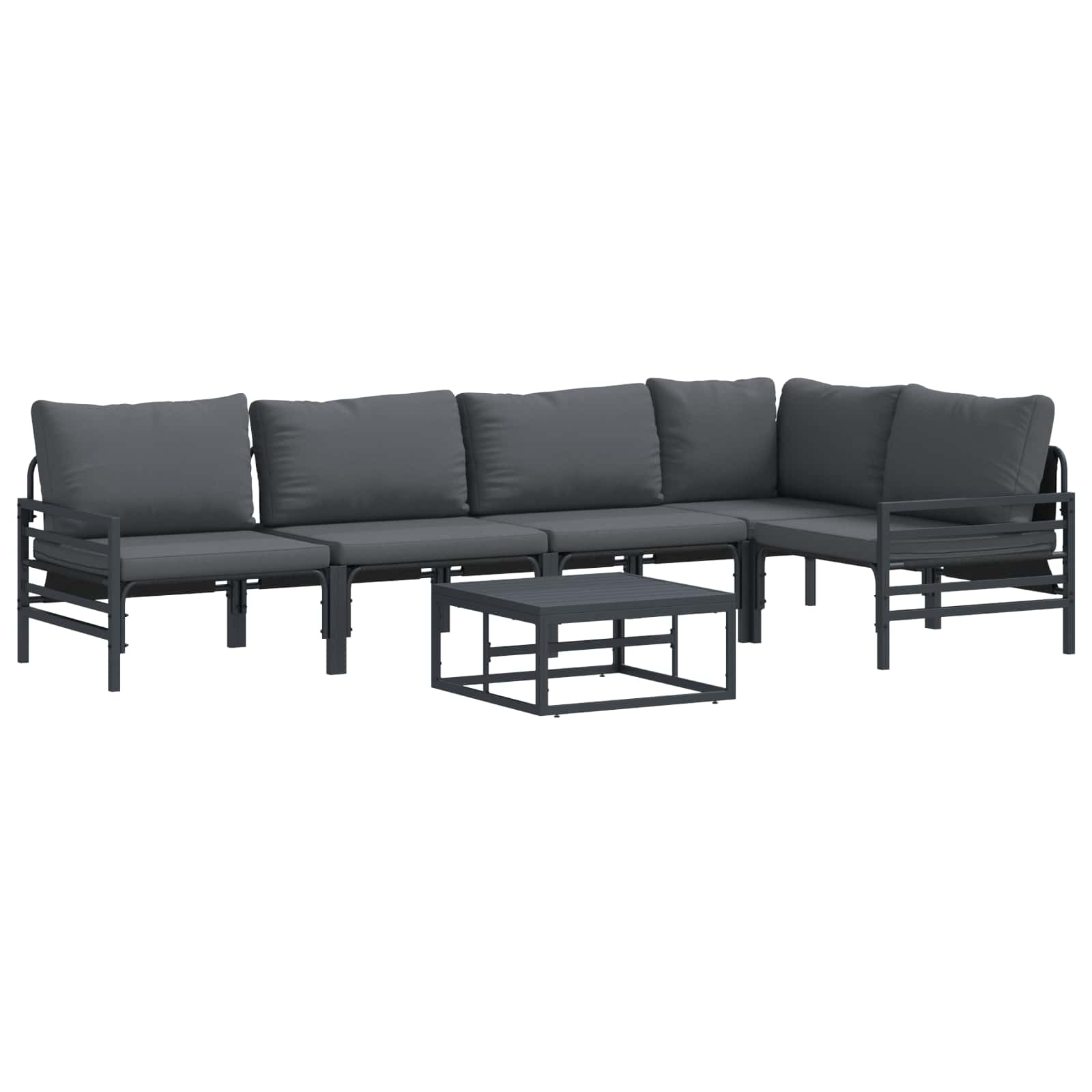 vidaXL Gartensofa-set mit Kissen 5 pcs Schwarz Stahl