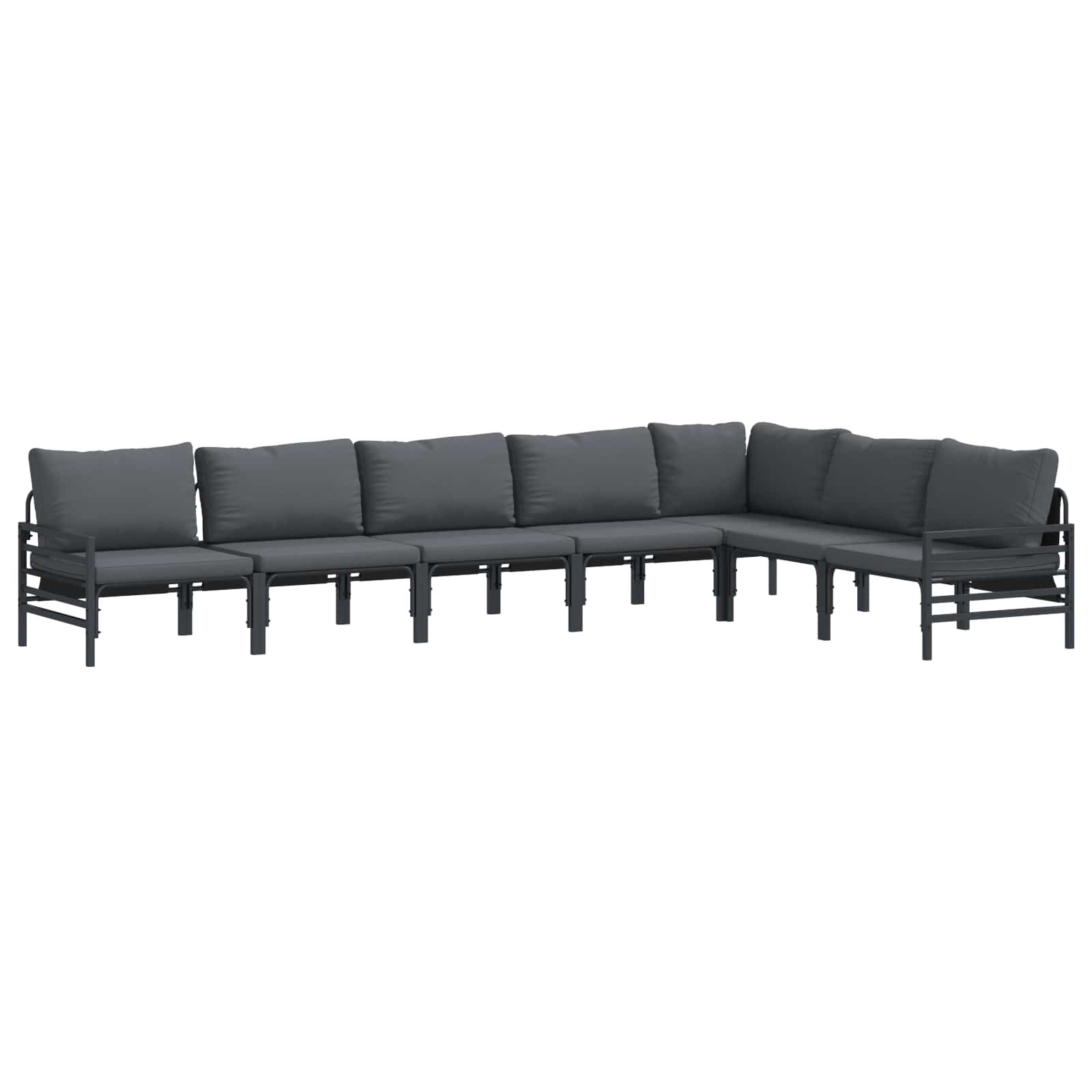vidaXL Gartensofa-set mit Kissen 7 pcs Schwarz Stahl