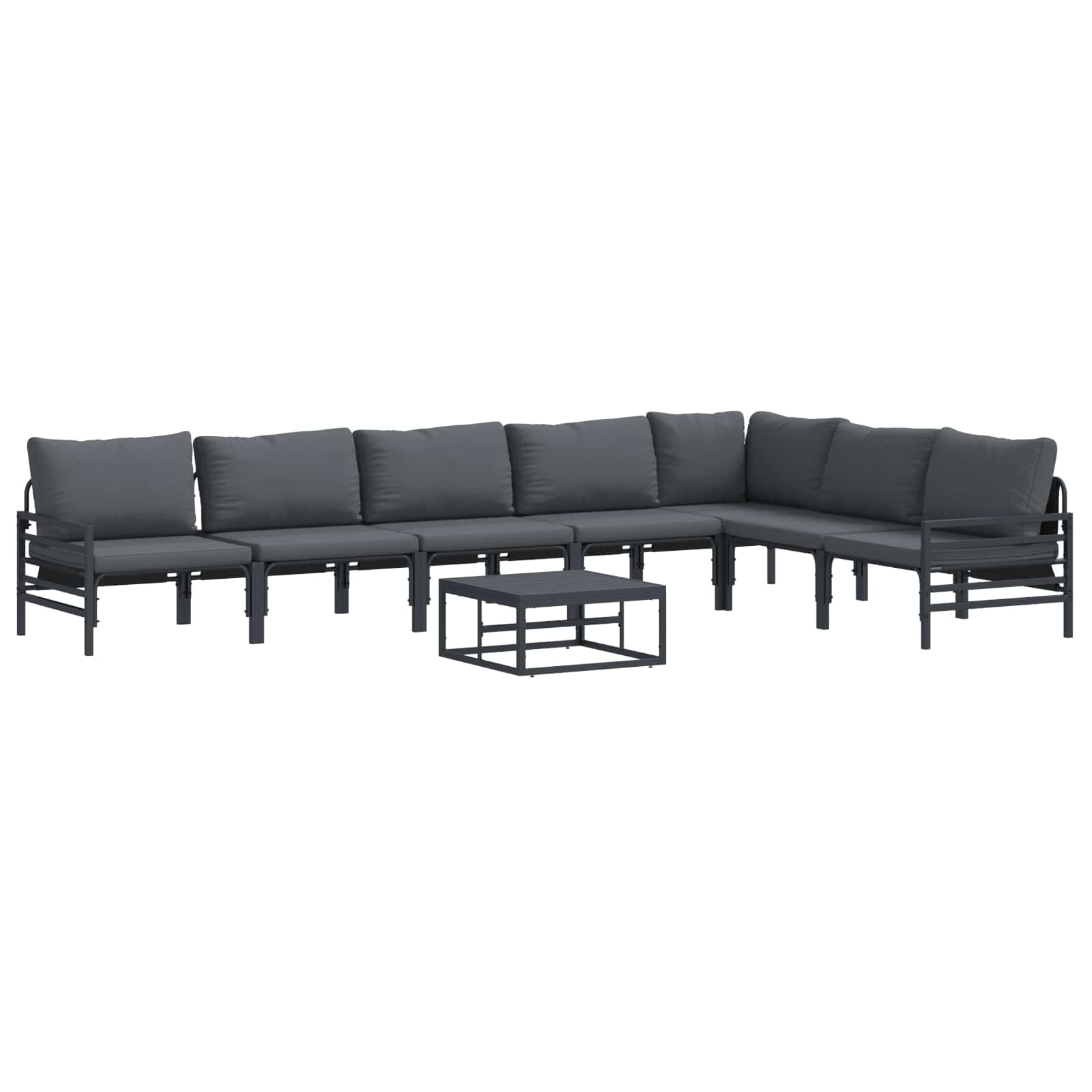 vidaXL Gartensofa-set mit Kissen 7 pcs Schwarz Stahl