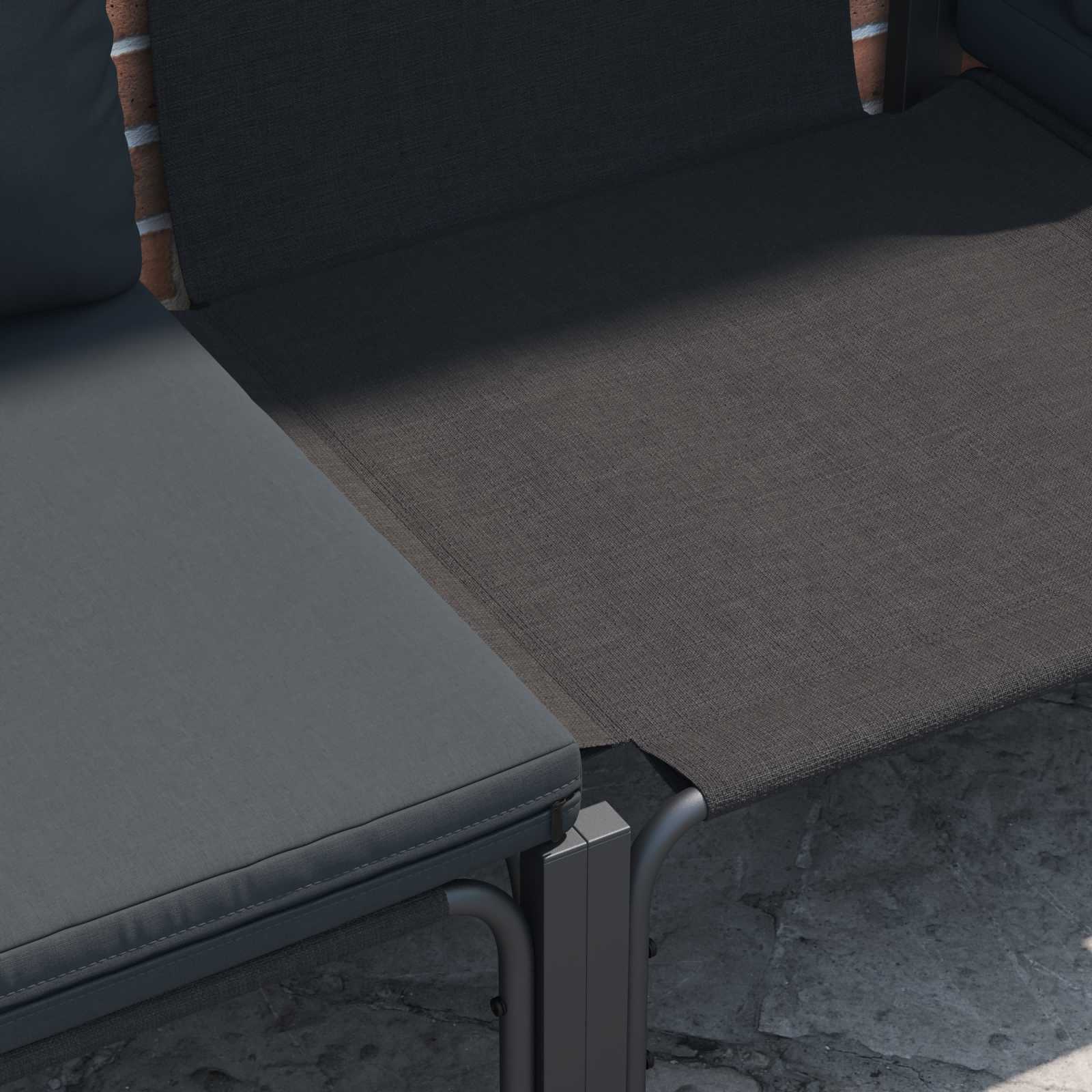 vidaXL Gartensofa-set mit Kissen 9 pcs Schwarz Stahl