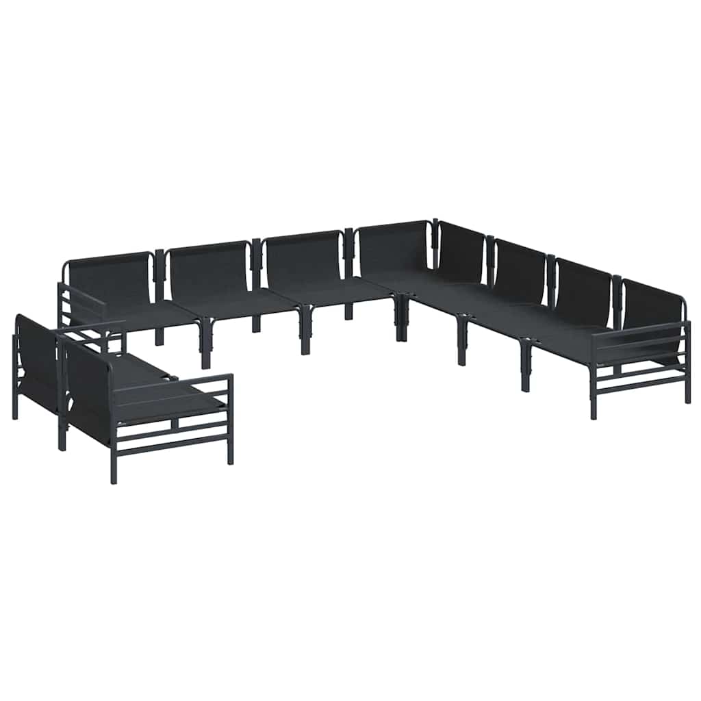 vidaXL Gartensofa-set mit Kissen 9 pcs Schwarz Stahl