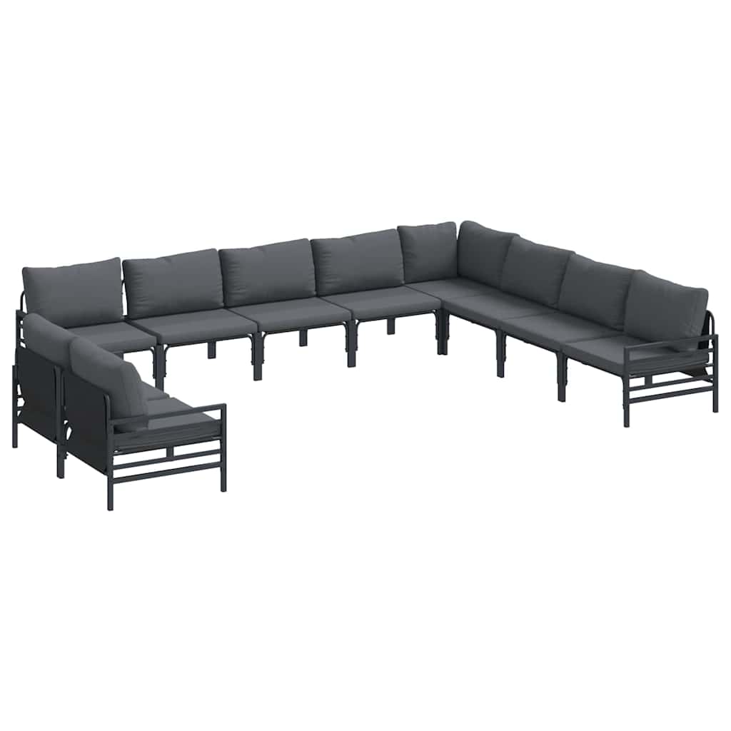 vidaXL Gartensofa-set mit Kissen 10 pcs Schwarz Stahl