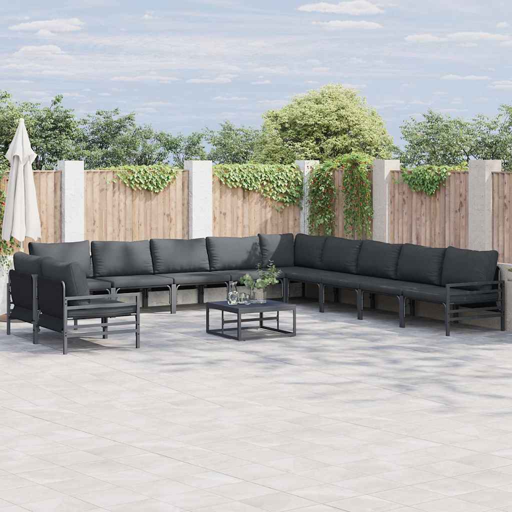 vidaXL Garten-Sofa-Set mit Kissen 11 pcs Anthrazit Stahl