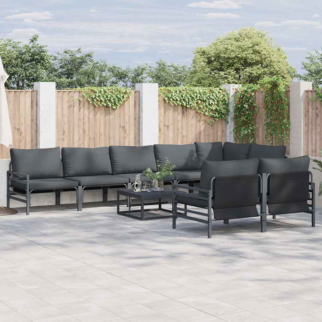 vidaXL Gartensofa-set mit Kissen 8 pcs Schwarz Stahl