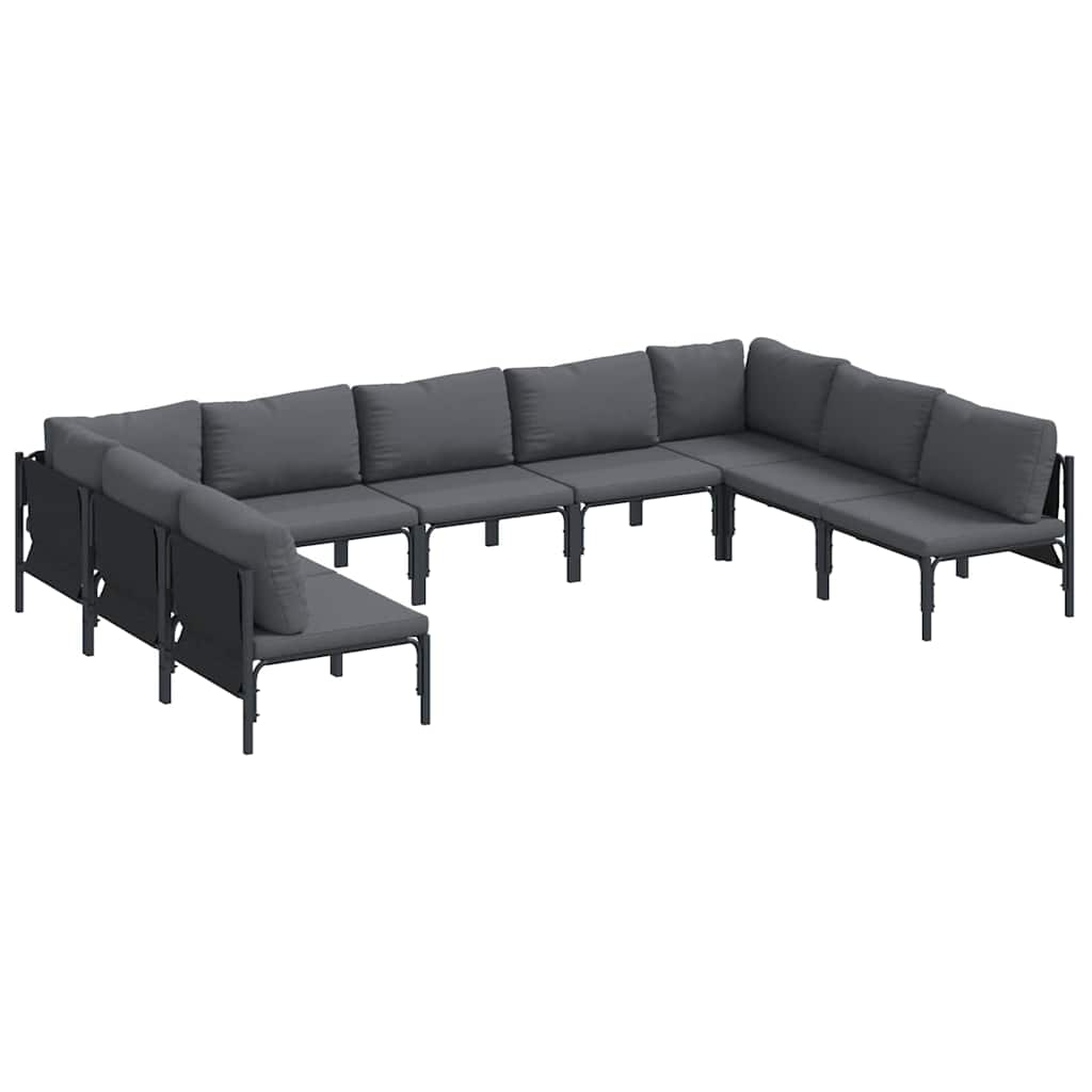 vidaXL Gartensofa-set mit Kissen 9 pcs Schwarz Stahl
