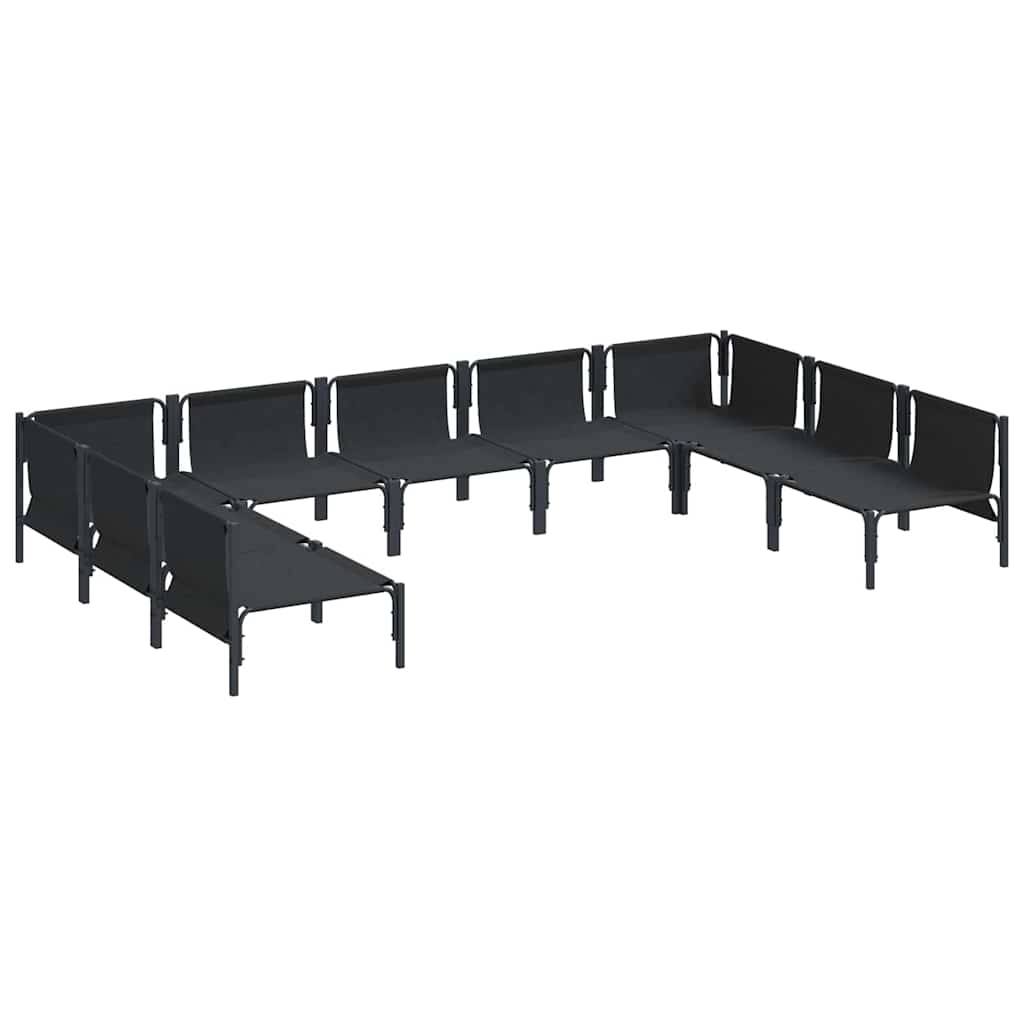 vidaXL Gartensofa-set mit Kissen 9 pcs Schwarz Stahl
