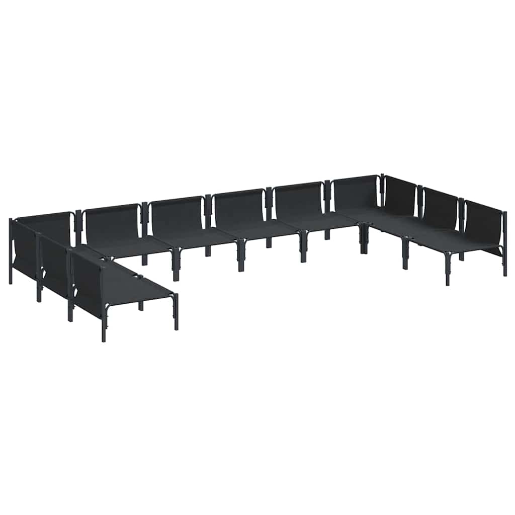 vidaXL Gartensofa-set mit Kissen 10 pcs Schwarz Stahl