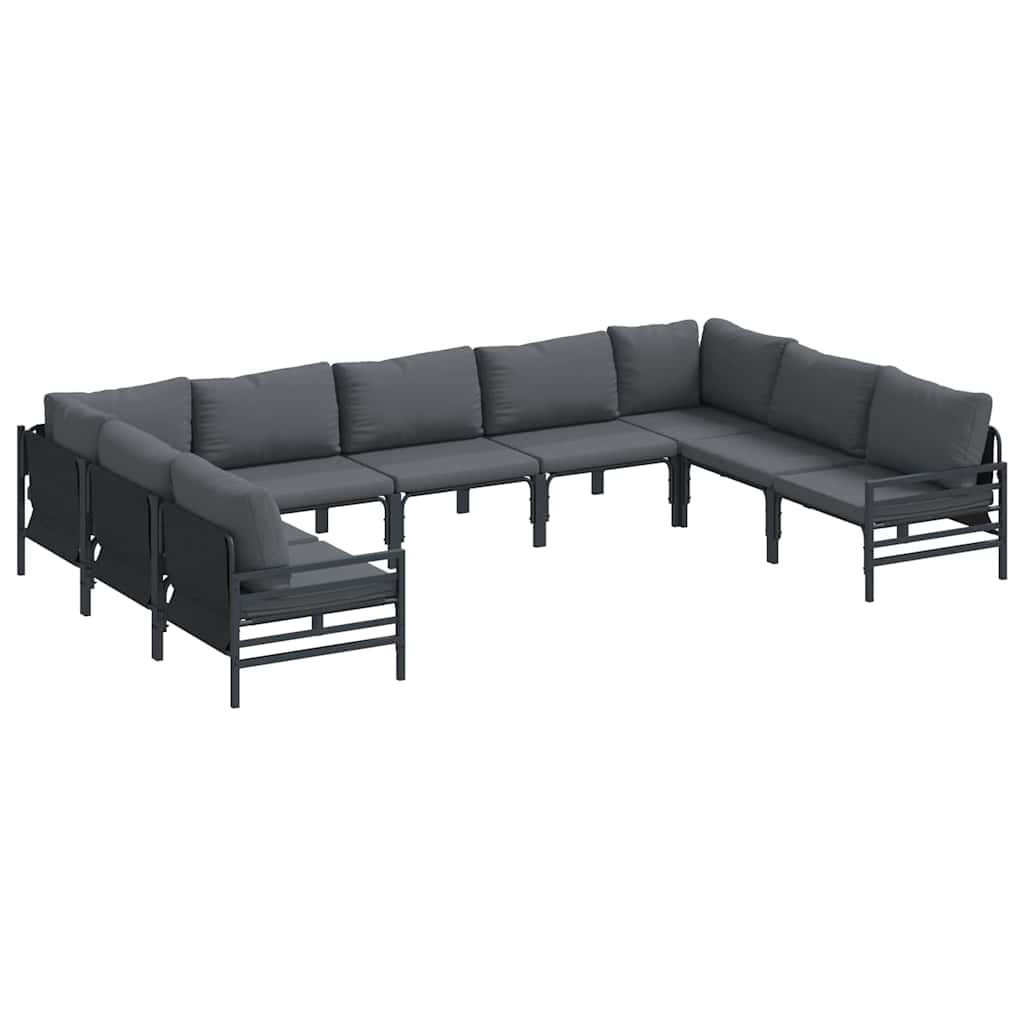 vidaXL Gartensofa-set mit Kissen 9 pcs Schwarz Stahl