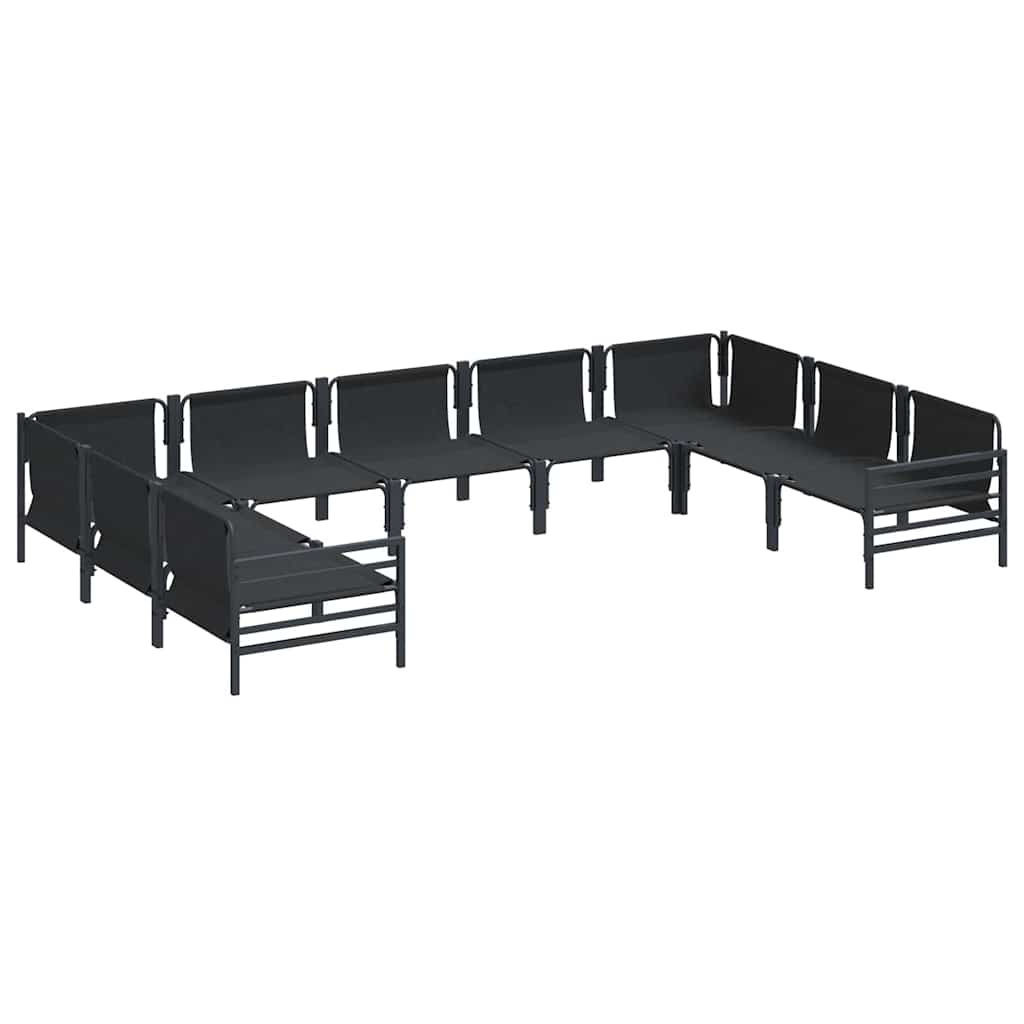vidaXL Gartensofa-set mit Kissen 9 pcs Schwarz Stahl