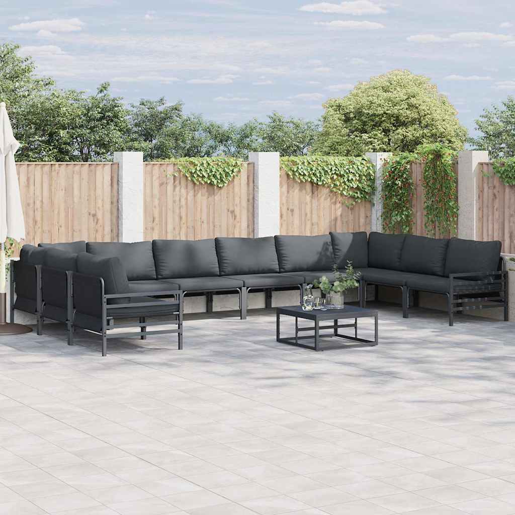 vidaXL Gartensofa-set mit Kissen 10 pcs Schwarz Stahl