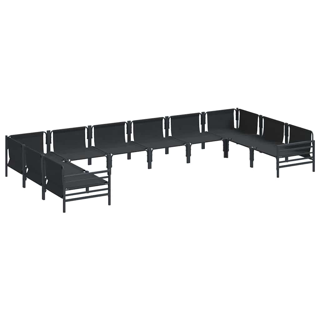 vidaXL Gartensofa-set mit Kissen 10 pcs Schwarz Stahl