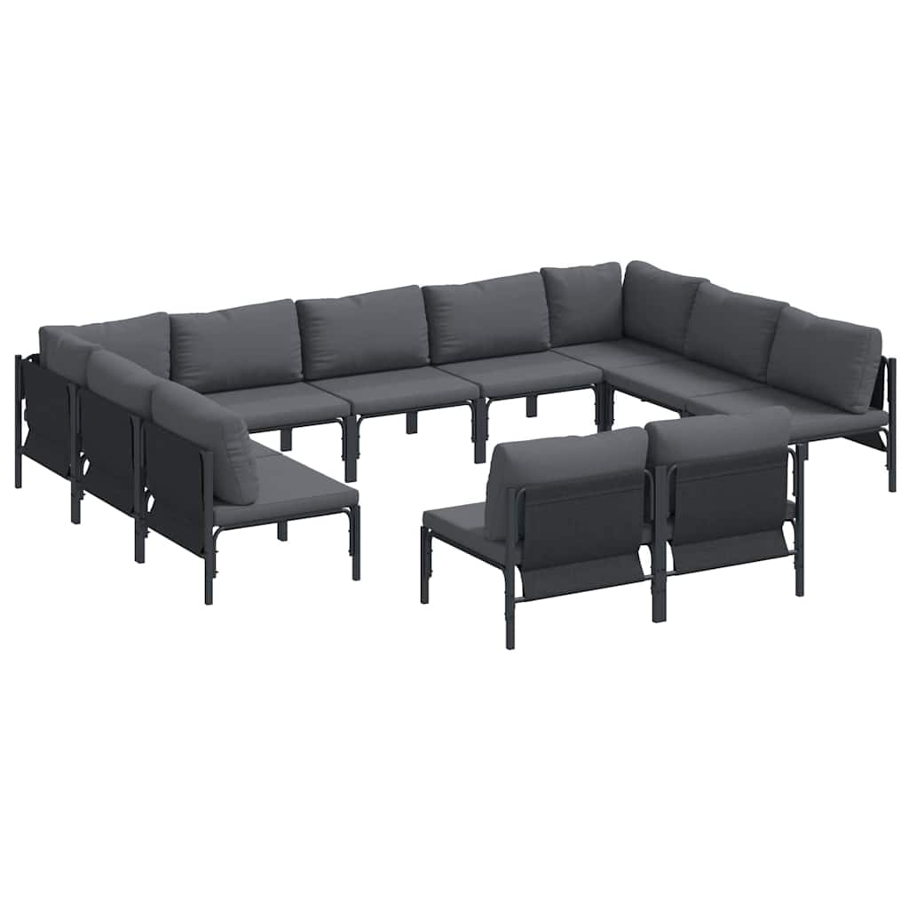 vidaXL Gartensofa-set mit Kissen 11 pcs Schwarz Stahl