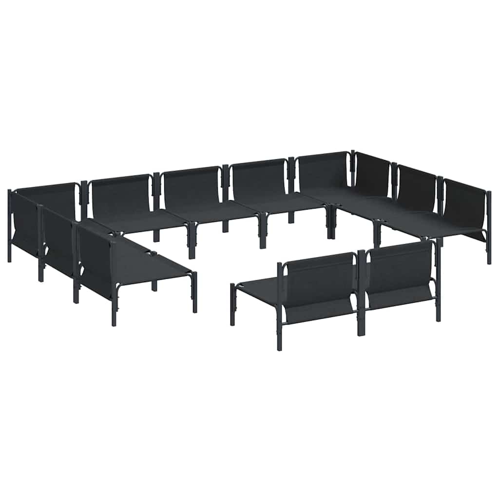 vidaXL Gartensofa-set mit Kissen 11 pcs Schwarz Stahl