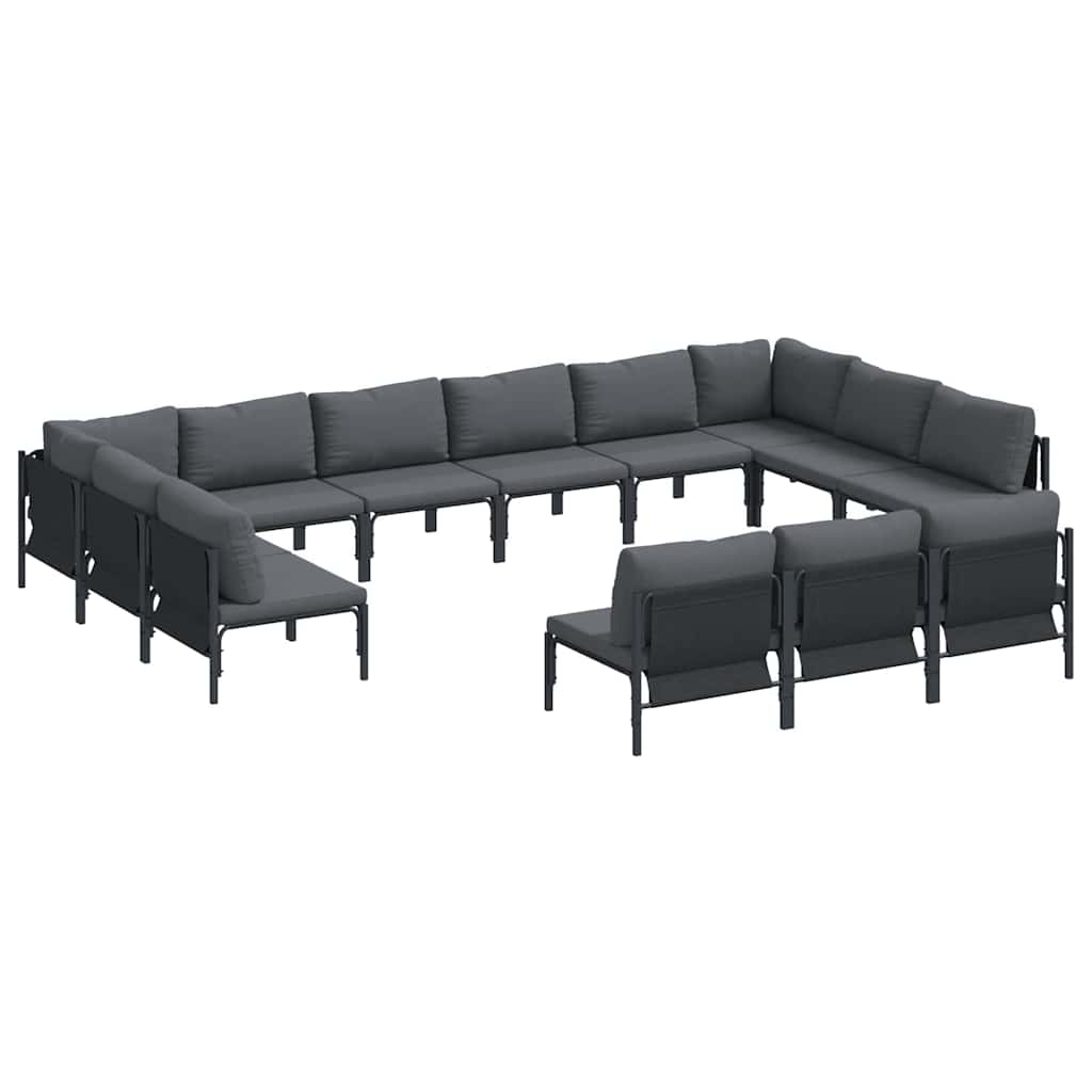 vidaXL Gartensofa-set mit Kissen 13 pcs Schwarz Stahl