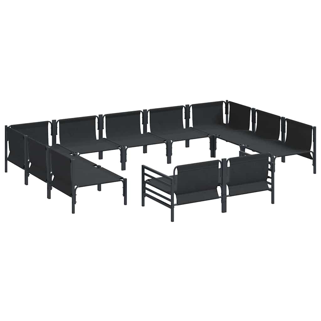 vidaXL Gartensofa-set mit Kissen 11 pcs Schwarz Stahl