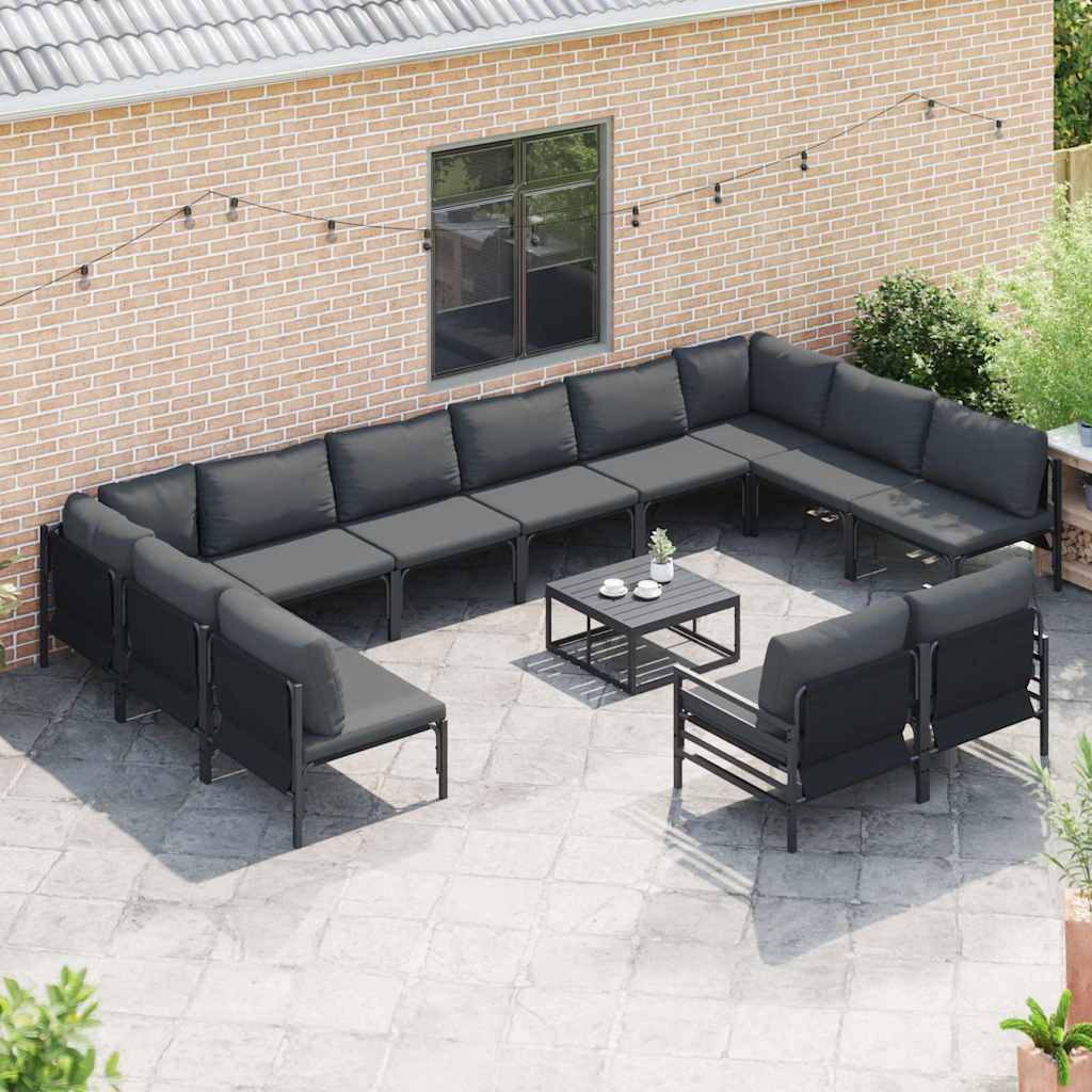 vidaXL Gartensofa-set mit Kissen 12 pcs Schwarz Stahl