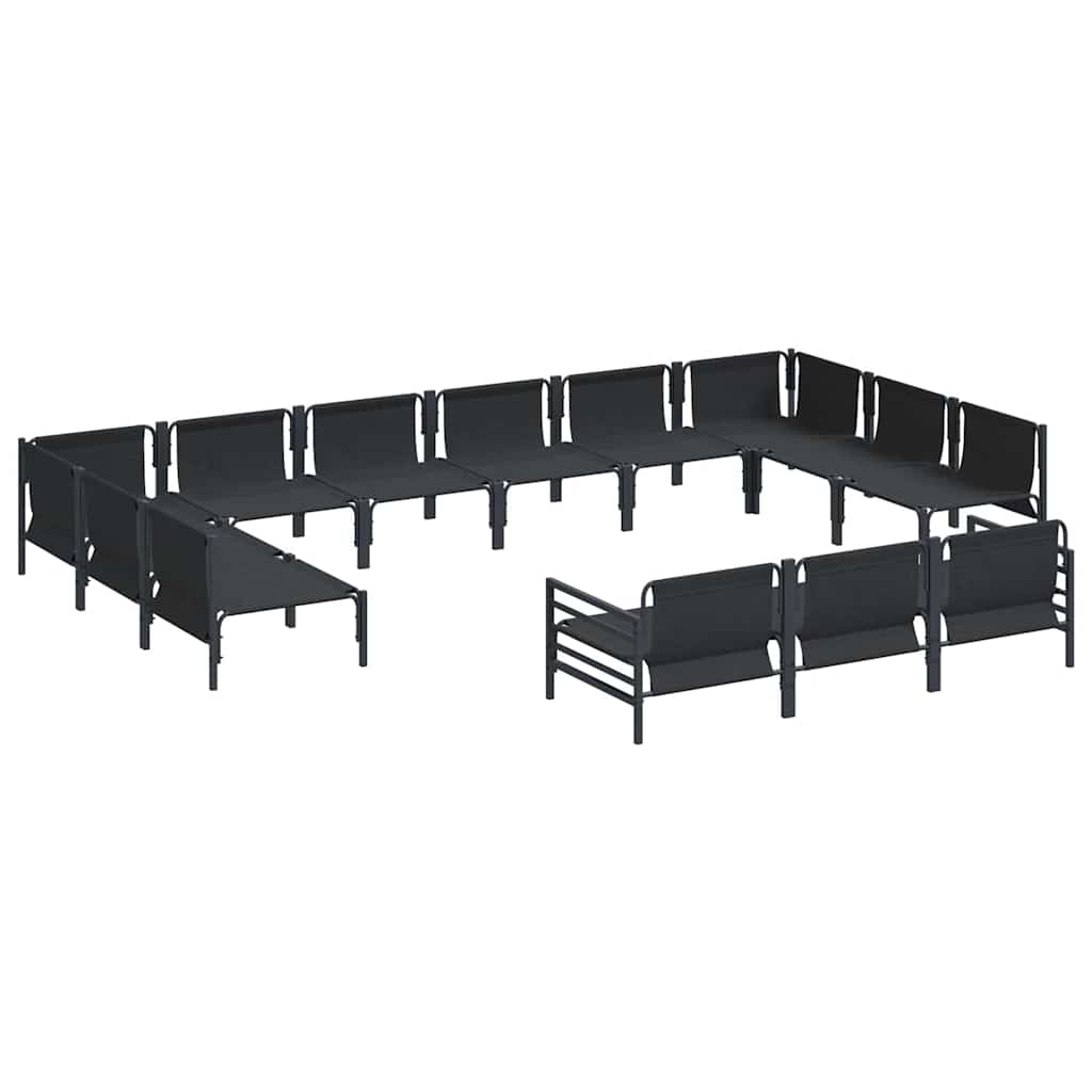 vidaXL Gartensofa-set mit Kissen 13 pcs Schwarz Stahl
