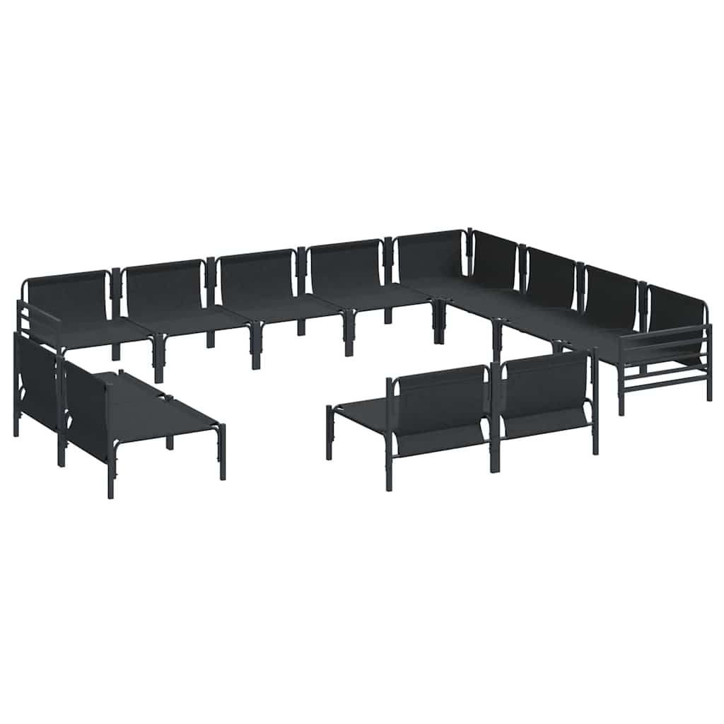 vidaXL Gartensofa-set mit Kissen 12 pcs Schwarz Stahl