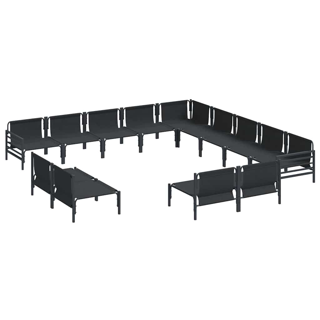 vidaXL Gartensofa-set mit Kissen 13 pcs Schwarz Stahl